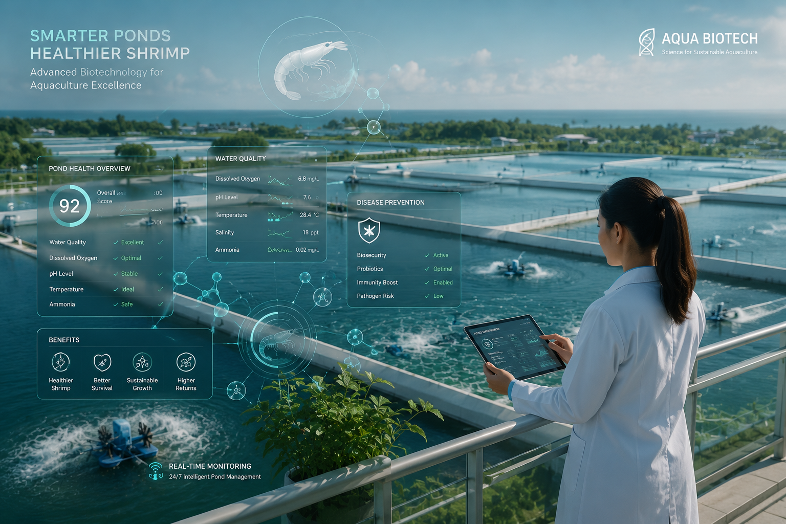 Shrimp pond health monitoring